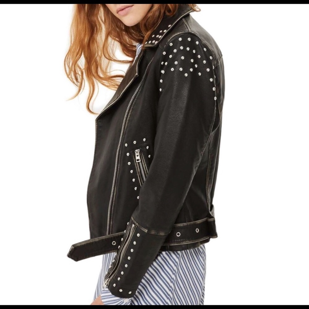 Top shop Naomi studded faux leather jacket - Picture 6 of 7